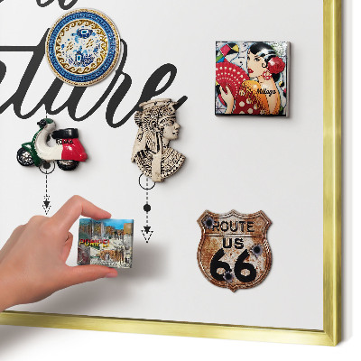 Magnetic board for magnets in a gold frame Adventure awaits