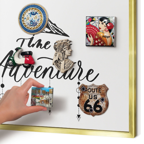Magnetic board for magnets in a gold frame Mountain adventure