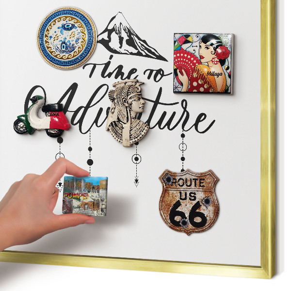 Magnetic board for magnets in a gold frame Mountain adventure