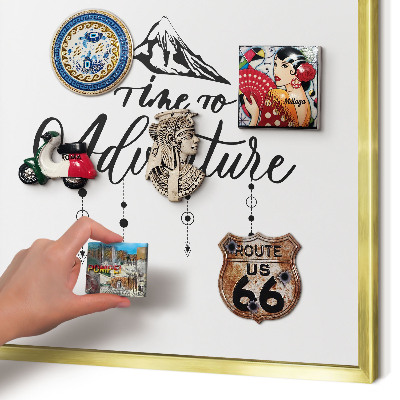 Magnetic board for magnets in a gold frame Mountain adventure