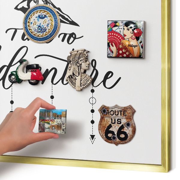 Magnetic board for magnets in a gold frame Mountain adventure
