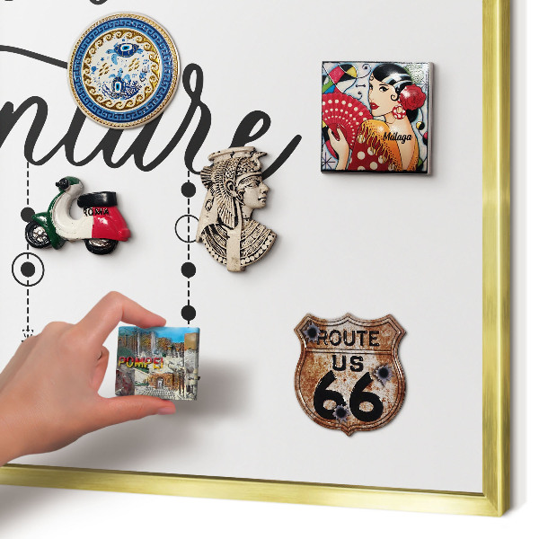 Magnetic board for magnets in a gold frame Mountain adventure