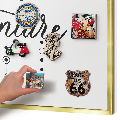 Magnetic board for magnets in a gold frame Mountain adventure