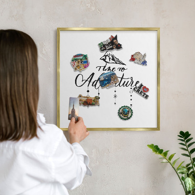 Magnetic board for magnets in a gold frame Mountain adventure