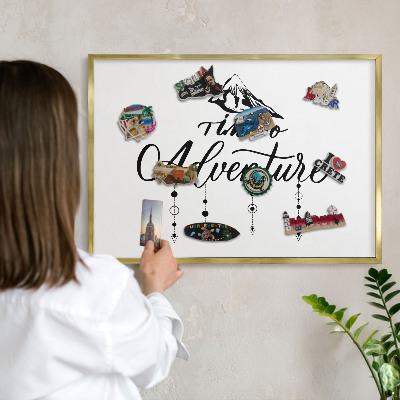 Magnetic board for magnets in a gold frame Mountain adventure