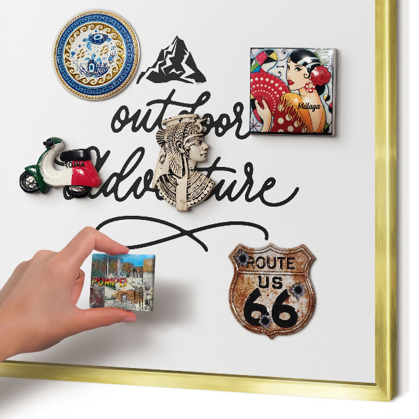 Magnetic board for magnets in a gold frame Mountain adventure