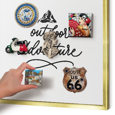 Magnetic board for magnets in a gold frame Mountain adventure