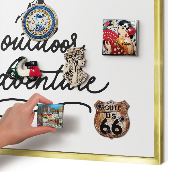 Magnetic board for magnets in a gold frame Mountain adventure