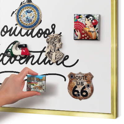 Magnetic board for magnets in a gold frame Mountain adventure