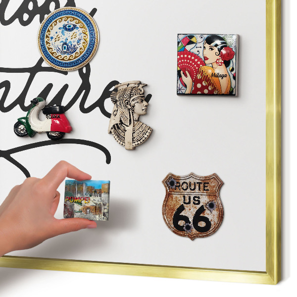 Magnetic board for magnets in a gold frame Mountain adventure