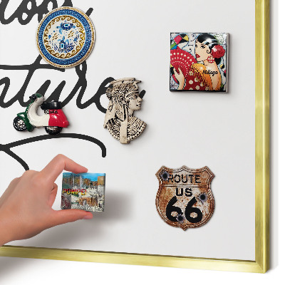 Magnetic board for magnets in a gold frame Mountain adventure