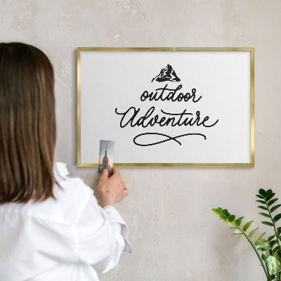 Magnetic board for magnets in a gold frame Mountain adventure