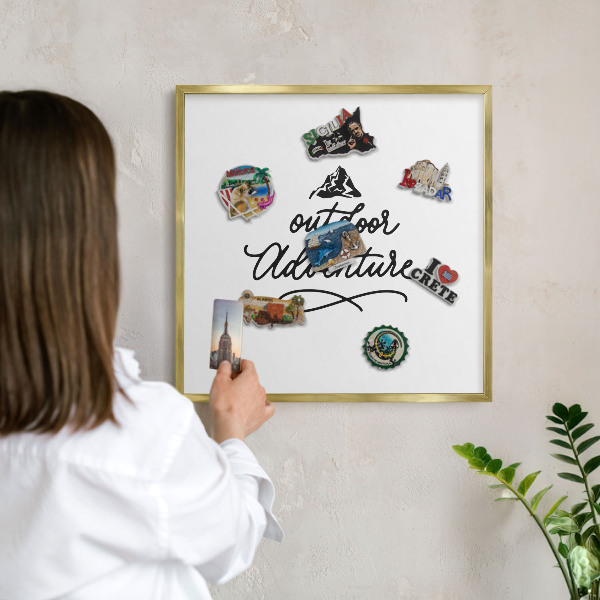 Magnetic board for magnets in a gold frame Mountain adventure