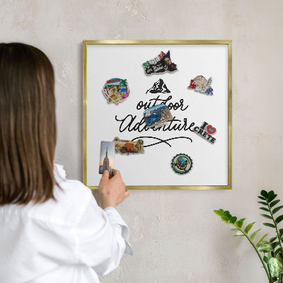 Magnetic board for magnets in a gold frame Mountain adventure