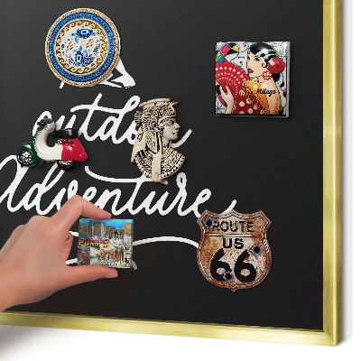 Metal magnet board with a gold frame Outdoor Adventure