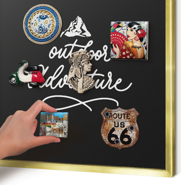 Metal magnet board with a gold frame Outdoor Adventure