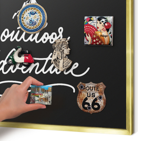 Metal magnet board with a gold frame Outdoor Adventure