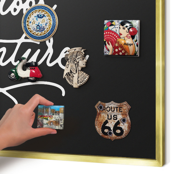 Metal magnet board with a gold frame Outdoor Adventure