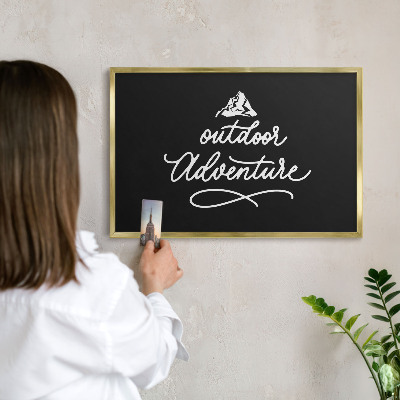 Metal magnet board with a gold frame Outdoor Adventure