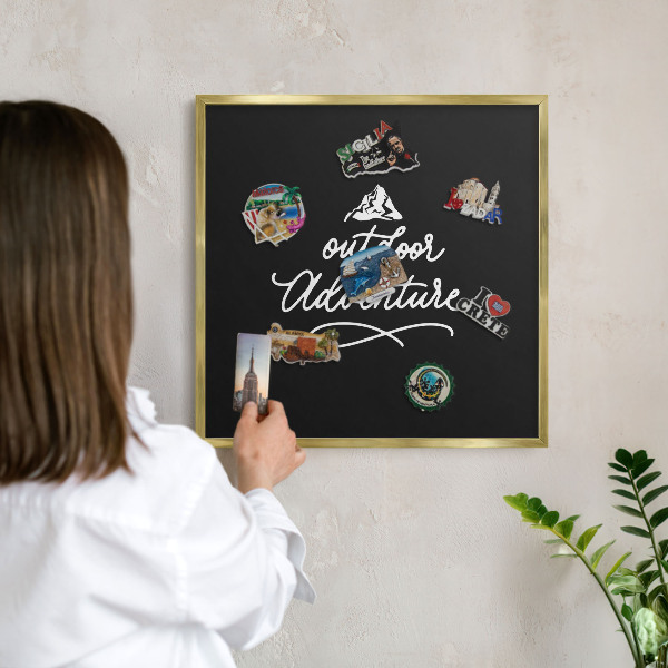 Metal magnet board with a gold frame Outdoor Adventure