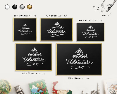 Metal magnet board with a gold frame Outdoor Adventure