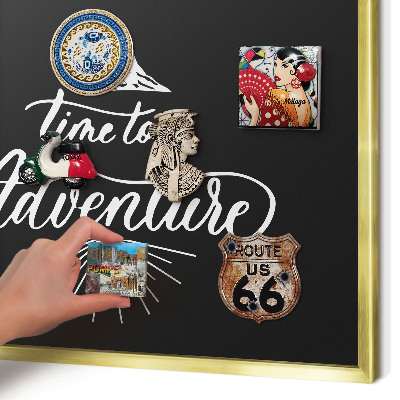 Metal magnet board with a gold frame Adventure time
