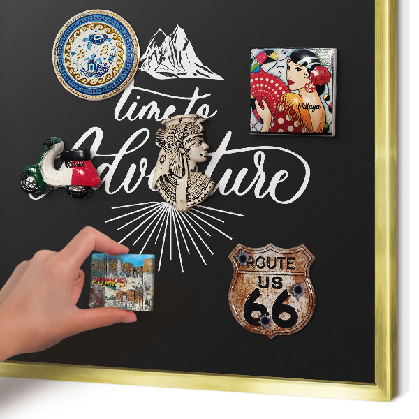 Metal magnet board with a gold frame Adventure time