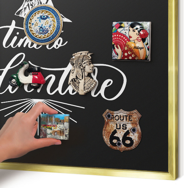 Metal magnet board with a gold frame Adventure time