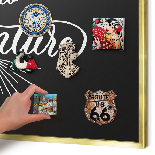 Metal magnet board with a gold frame Adventure time