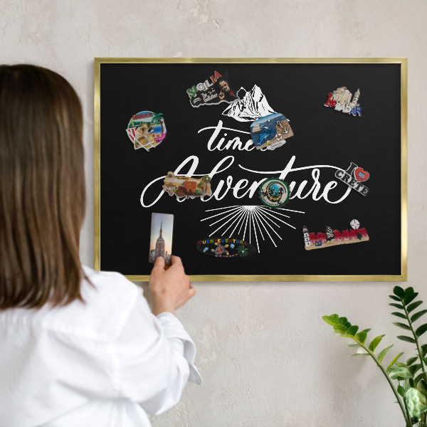 Metal magnet board with a gold frame Adventure time