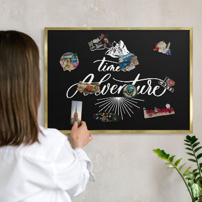 Metal magnet board with a gold frame Adventure time