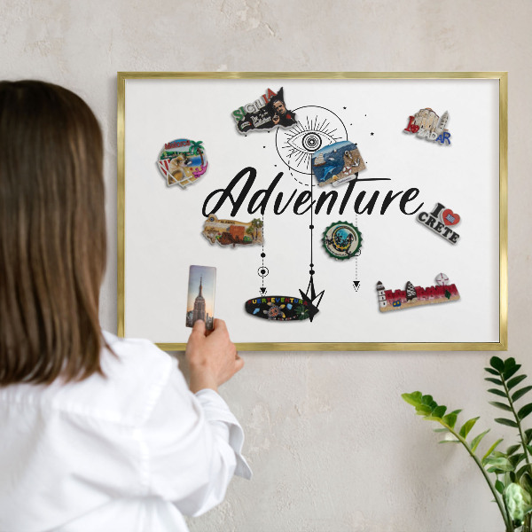 Magnetic board for magnets in a gold frame Adventure Theme