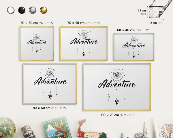 Magnetic board for magnets in a gold frame Adventure Theme