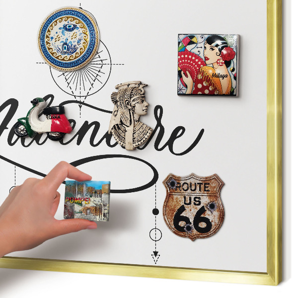 Magnetic board for magnets in a gold frame Typographic Adventure