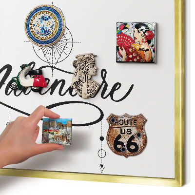 Magnetic board for magnets in a gold frame Typographic Adventure