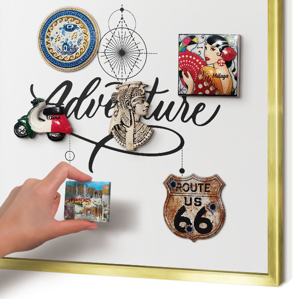 Magnetic board for magnets in a gold frame Typographic Adventure