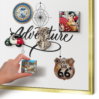 Magnetic board for magnets in a gold frame Typographic Adventure