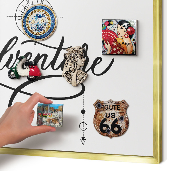 Magnetic board for magnets in a gold frame Typographic Adventure
