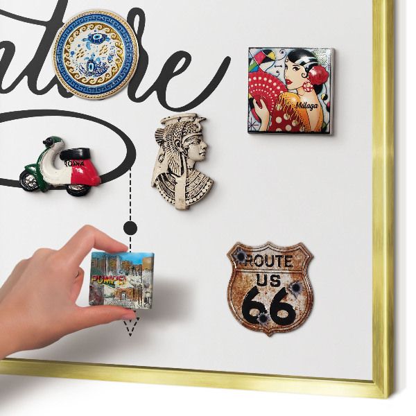 Magnetic board for magnets in a gold frame Typographic Adventure