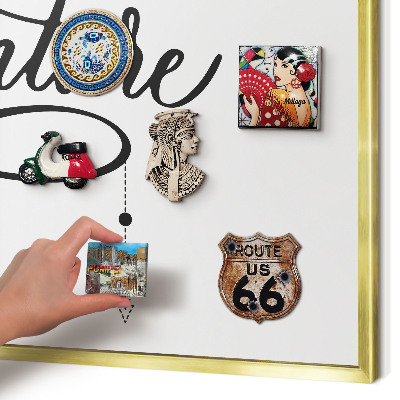Magnetic board for magnets in a gold frame Typographic Adventure