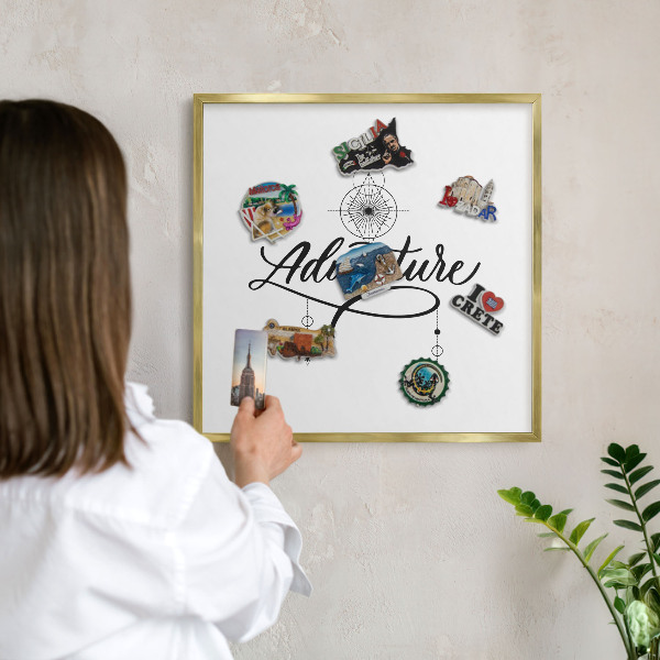 Magnetic board for magnets in a gold frame Typographic Adventure