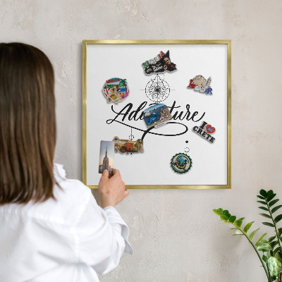 Magnetic board for magnets in a gold frame Typographic Adventure