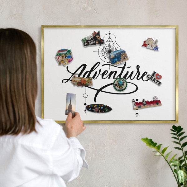 Magnetic board for magnets in a gold frame Typographic Adventure