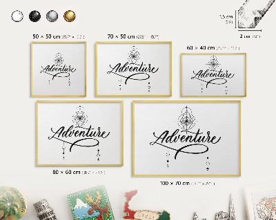 Magnetic board for magnets in a gold frame Typographic Adventure