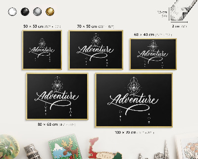 Metal magnet board with a gold frame Travel inspiration