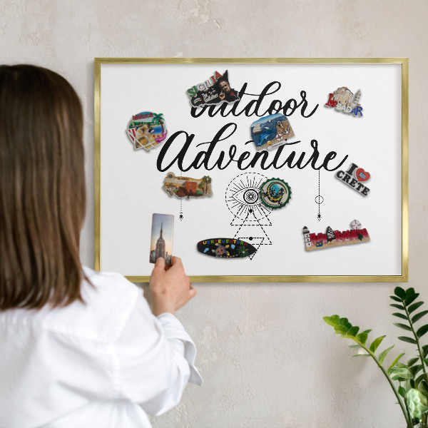Magnetic board for magnets in a gold frame Outdoor Adventure