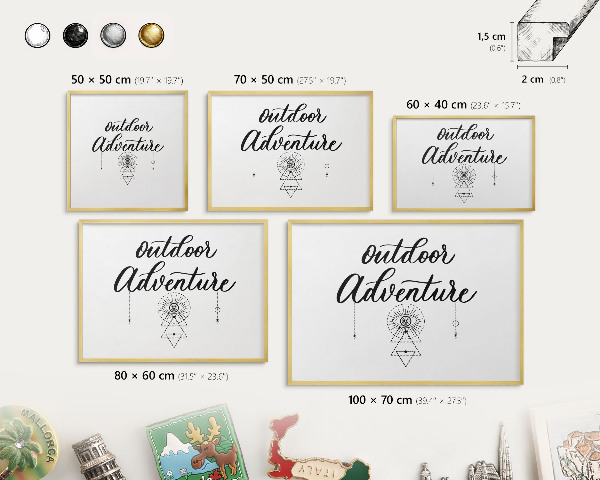 Magnetic board for magnets in a gold frame Outdoor Adventure
