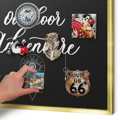 Metal magnet board with a gold frame Outdoor Adventure