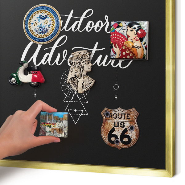 Metal magnet board with a gold frame Outdoor Adventure