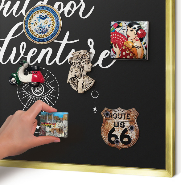 Metal magnet board with a gold frame Outdoor Adventure